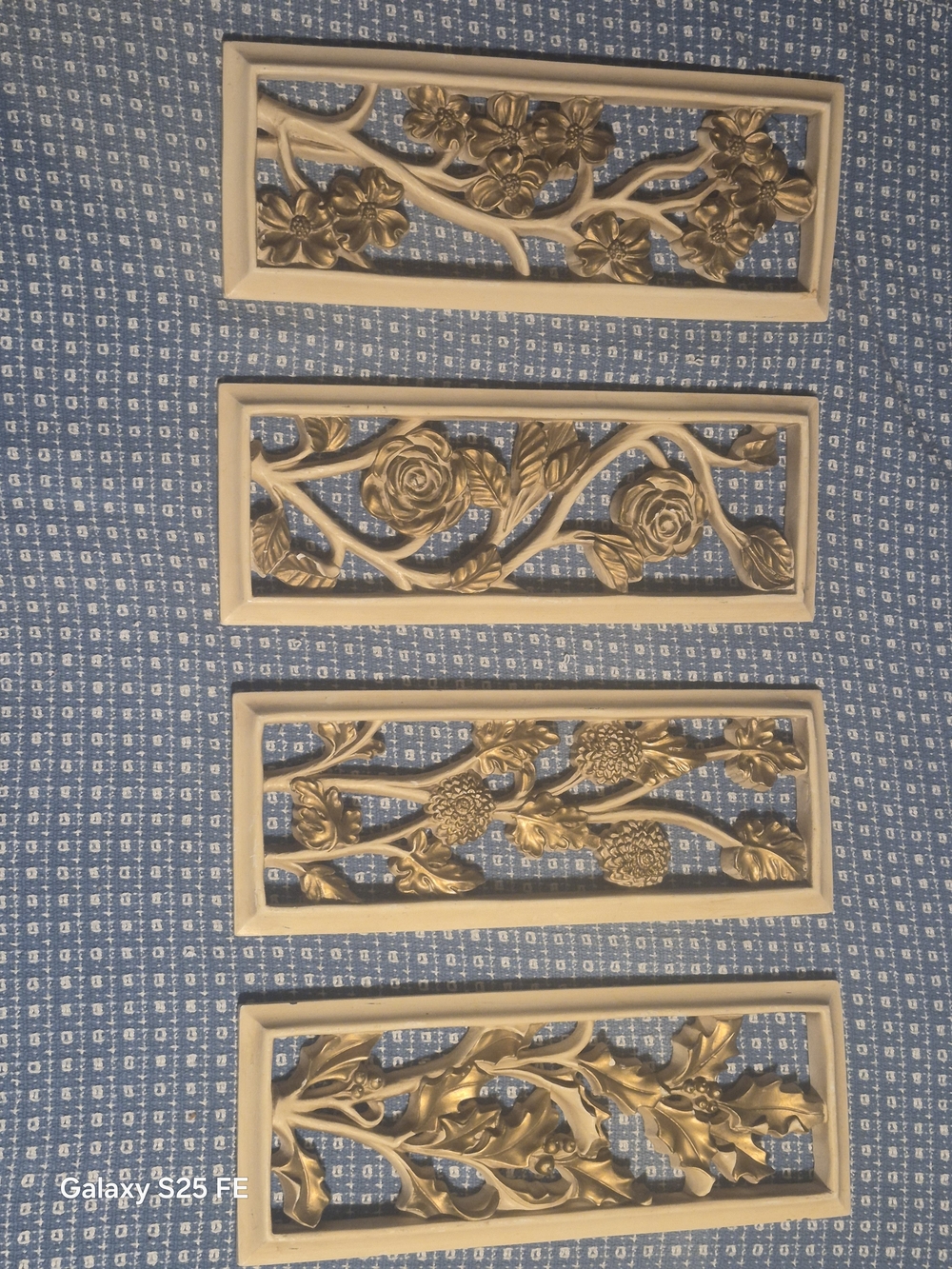 Vintage MCM Syroco style Four Seasons Floral Wall Plaques Set of 4
